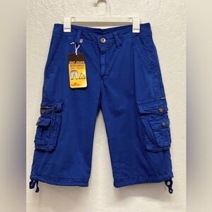 Mens 100% Cotton Cargo Shorts - 8 Pocket - 32” waist